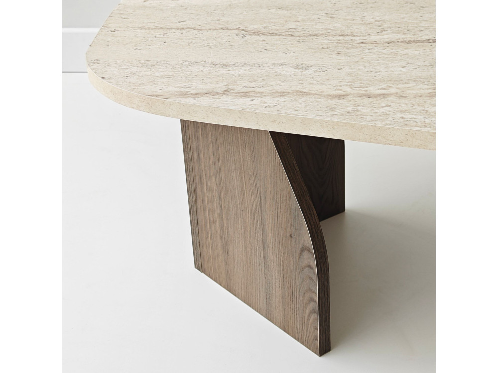 Mesa baja de madera "Rock" - 100 x 60 x 35 cm - Travertino