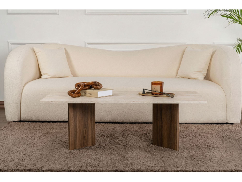Mesa baja de madera "Sabin" - 119 x 60 x 40 cm - Travertino