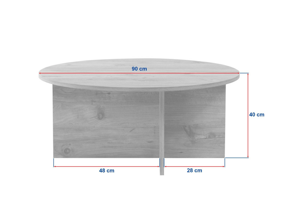Mesa baja de madera "Soleil" - 90 x 90 x 40 cm - Travertino