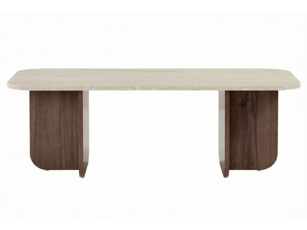 Mesa baja de madera "Akira" - 120 x 60 x 41 cm - Travertino
