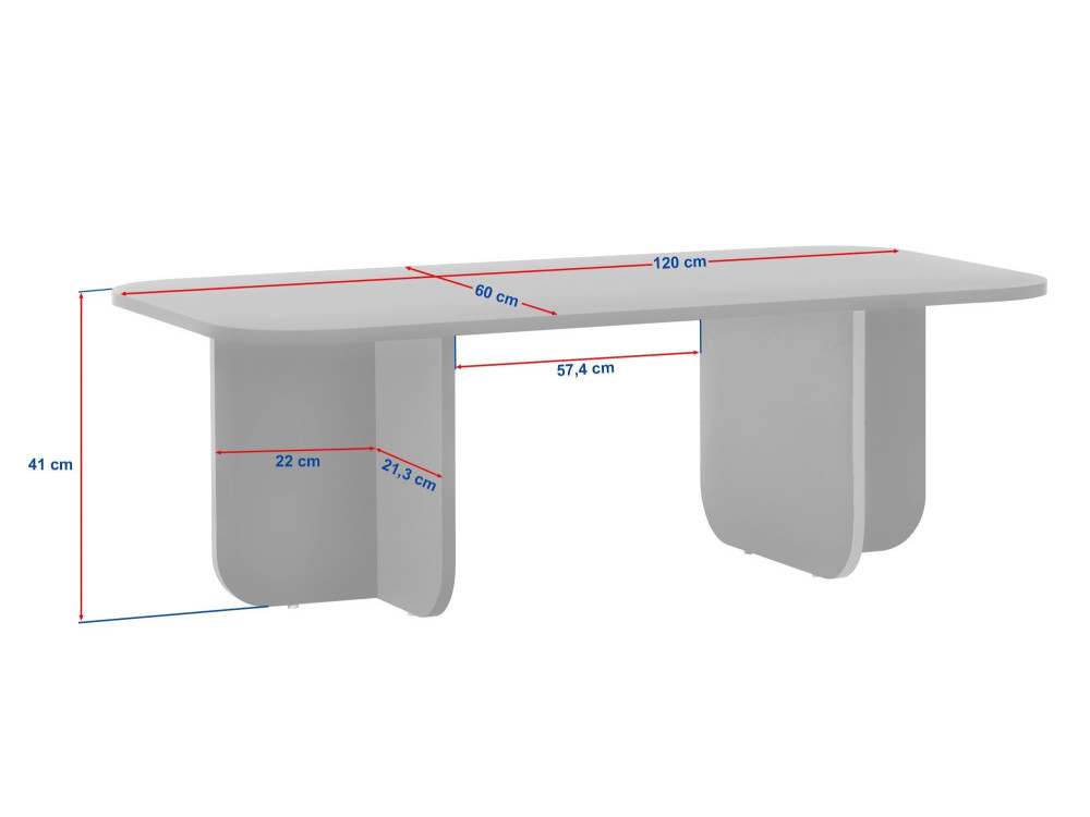 Mesa baja de madera "Akira" - 120 x 60 x 41 cm - Travertino