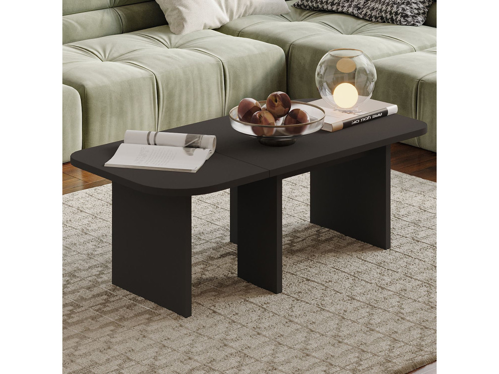Juego de mesa baja de madera "Iris" - 90 x 45 x 35 cm - Gris antracita