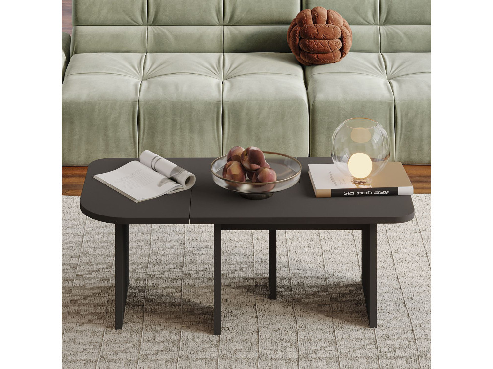 Juego de mesa baja de madera "Iris" - 90 x 45 x 35 cm - Gris antracita