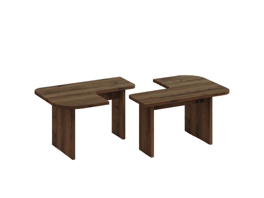 Juego de mesa baja de madera "Iris" - 90 x 45 x 35 cm - Marrón