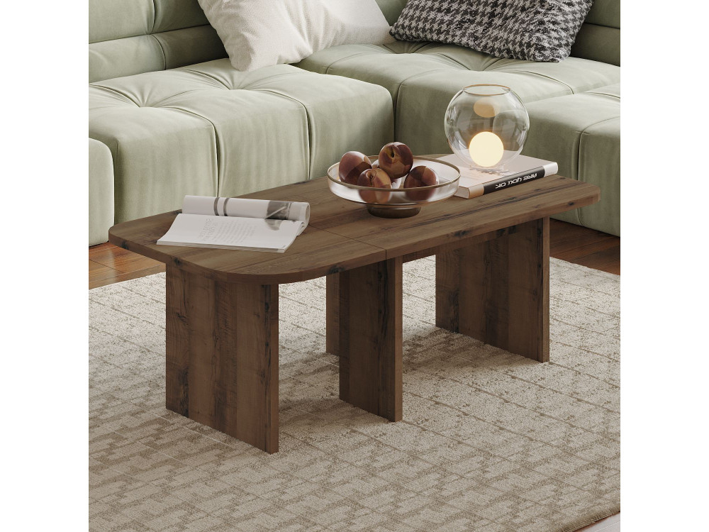 Juego de mesa baja de madera "Iris" - 90 x 45 x 35 cm - Marrón