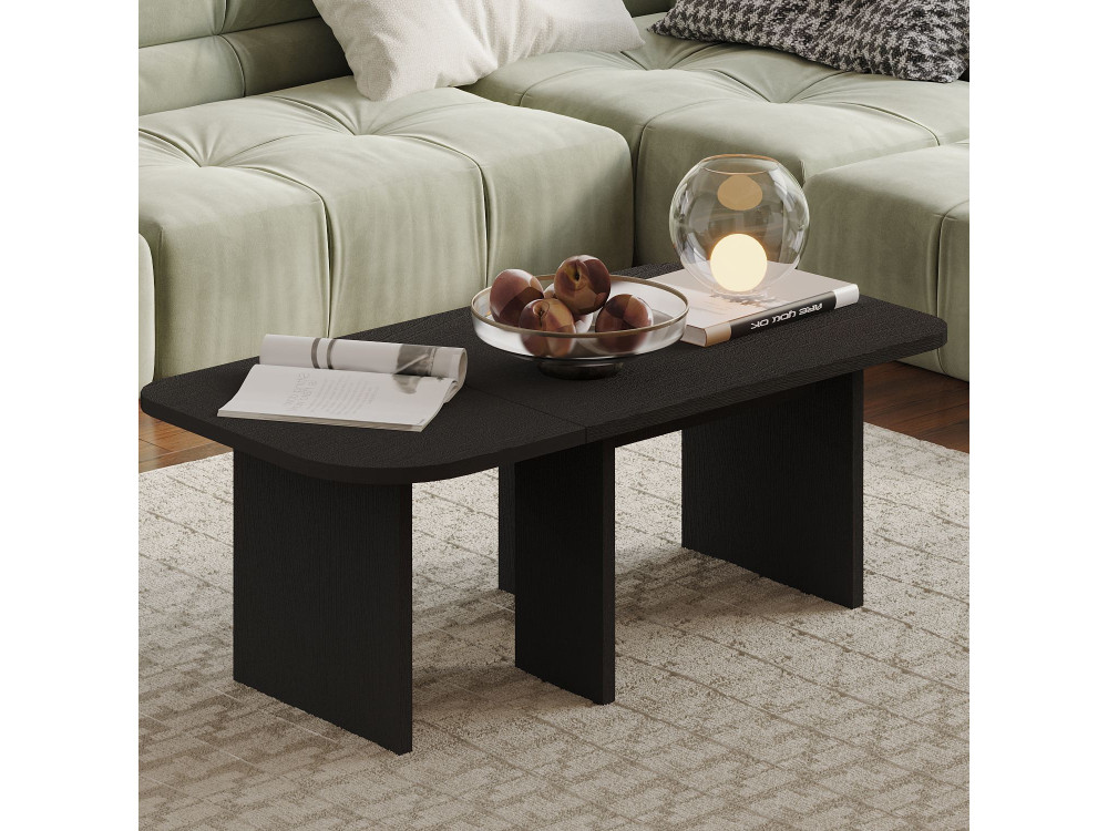 Juego de mesa baja de madera "Iris" - 90 x 45 x 35 cm - Negro