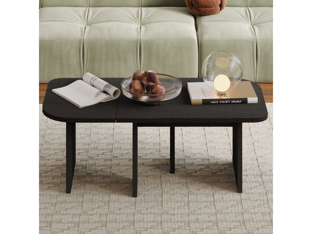 Juego de mesa baja de madera "Iris" - 90 x 45 x 35 cm - Negro