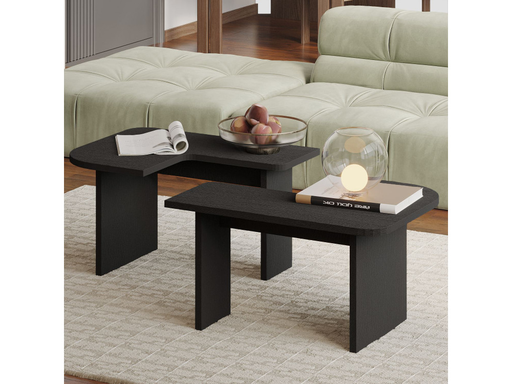 Juego de mesa baja de madera "Iris" - 90 x 45 x 35 cm - Negro