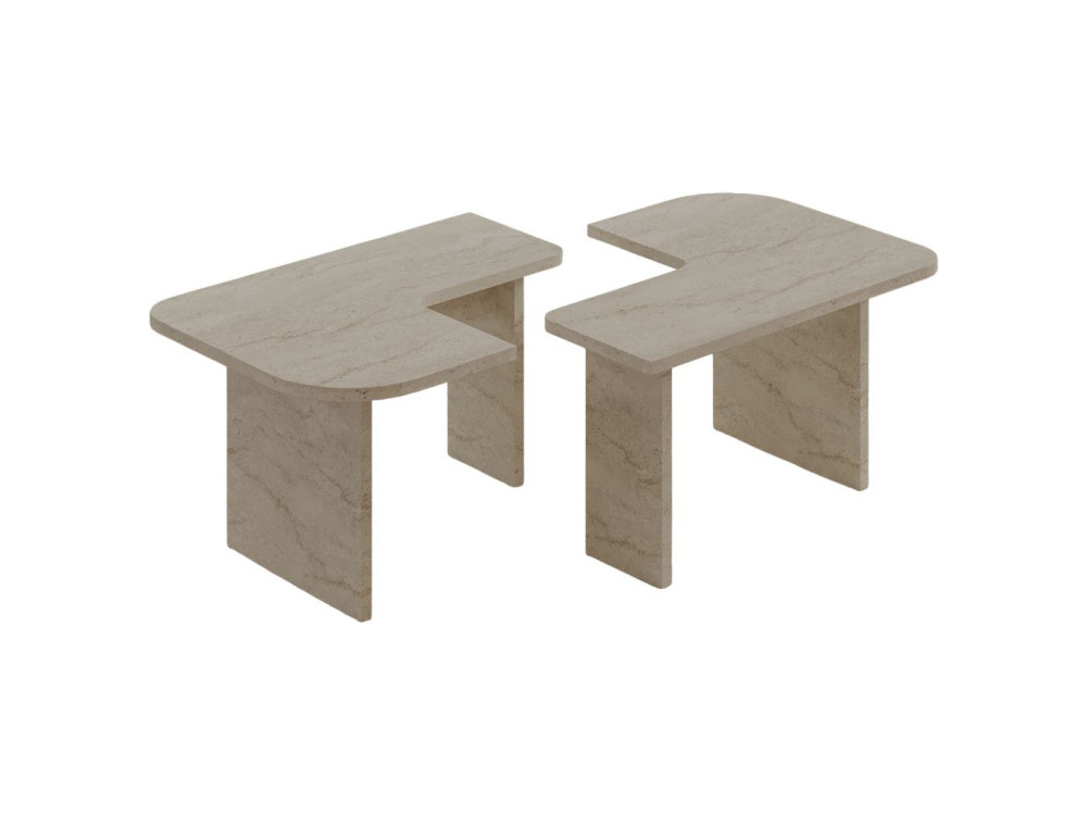Juego de mesa baja de madera "Iris" - 90 x 45 x 35 cm - Travertino
