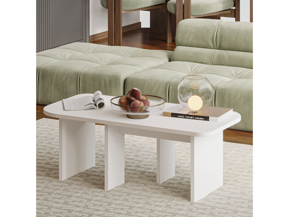 Juego de mesa baja de madera "Iris" - 90 x 45 x 35 cm - Blanco