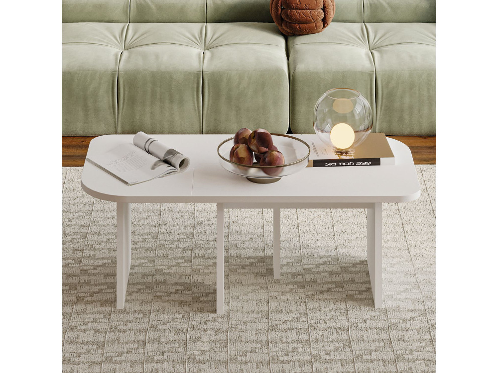 Juego de mesa baja de madera "Iris" - 90 x 45 x 35 cm - Blanco