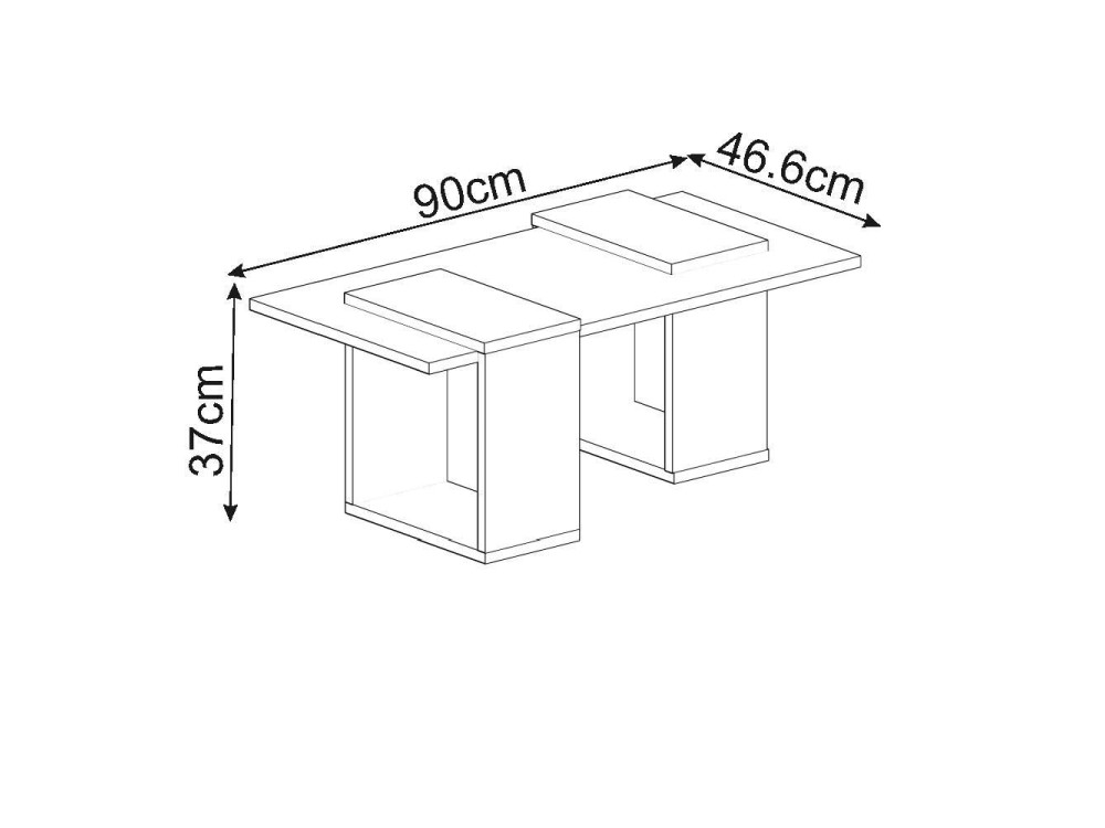Mesa baja de madera "Matris" - 90 x 46 x 37 cm - Gris