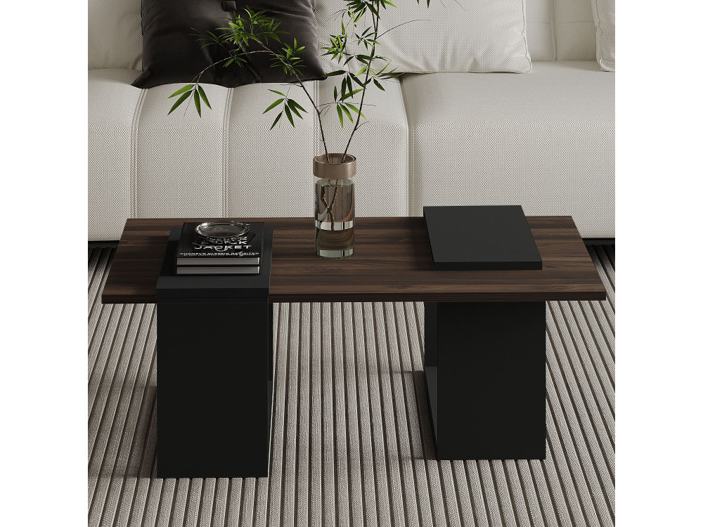 Mesa baja de madera "Matris" - 90 x 46 x 37 cm - Marrón