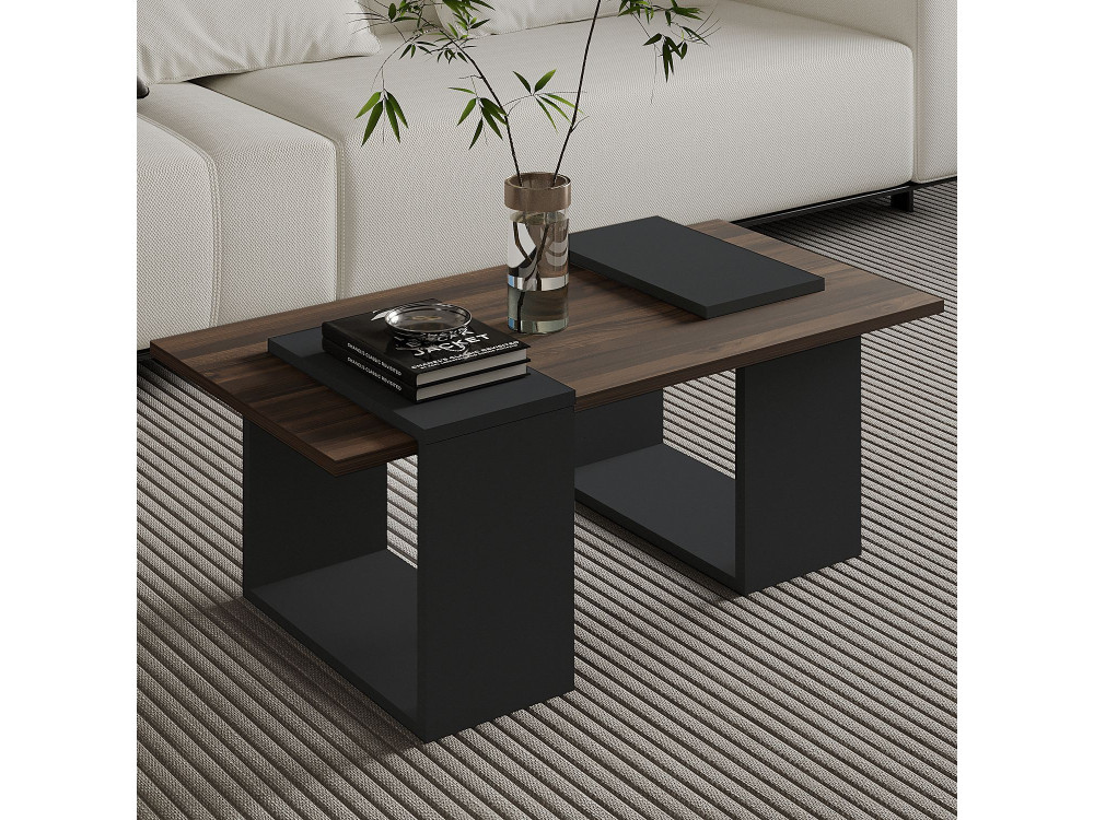 Mesa baja de madera "Matris" - 90 x 46 x 37 cm - Marrón
