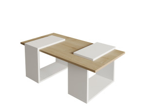 Mesa baja de madera "Matris" - 90 x 46 x 37 cm - Blanco