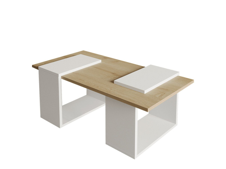Mesa baja de madera "Matris" - 90 x 46 x 37 cm - Blanco
