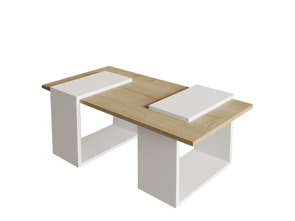 Mesa baja de madera "Matris" - 90 x 46 x 37 cm - Blanco