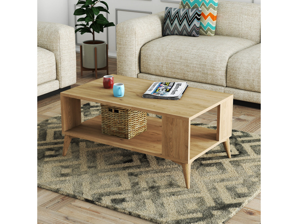 Mesa baja de madera "Authentic" - 90 x 41 x 54 cm - Marrón
