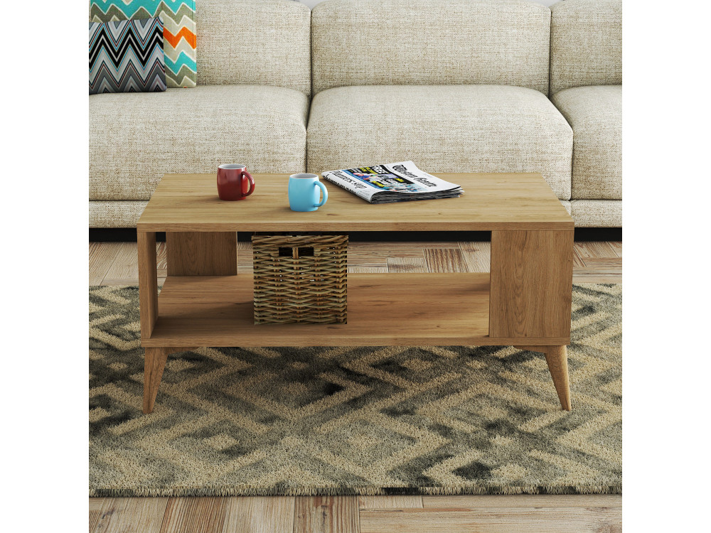 Mesa baja de madera "Authentic" - 90 x 41 x 54 cm - Marrón