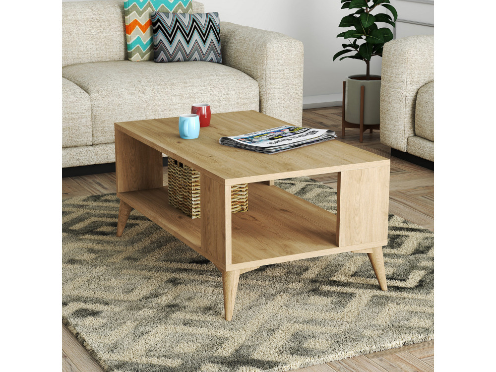 Mesa baja de madera "Authentic" - 90 x 41 x 54 cm - Marrón