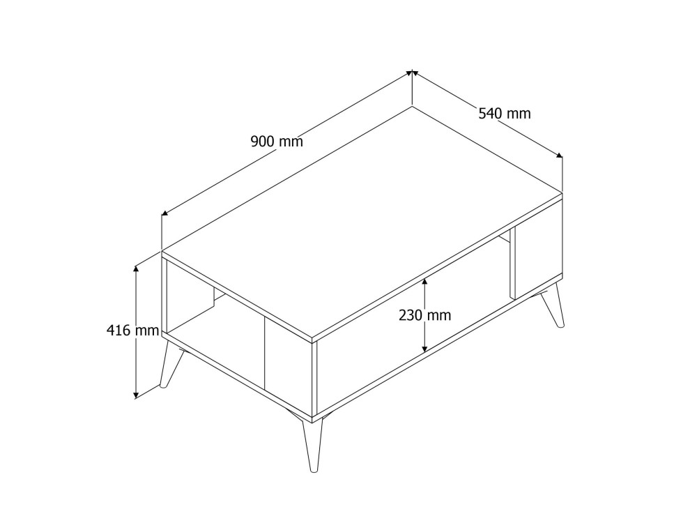 Mesa baja de madera "Authentic" - 90 x 41 x 54 cm - Marrón