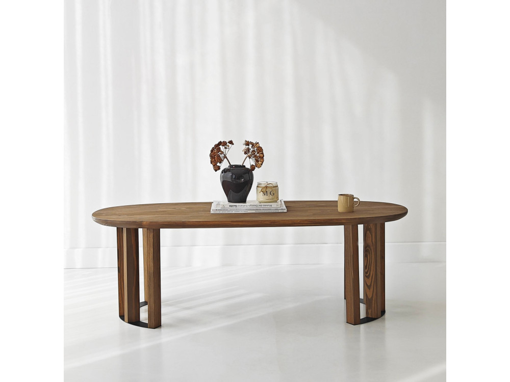 Mesa baja de madera "Elysia" - 120 x 60 x 40 cm - Marrón