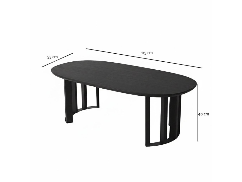 Mesa baja de madera "Elysia" - 120 x 60 x 40 cm - Negra