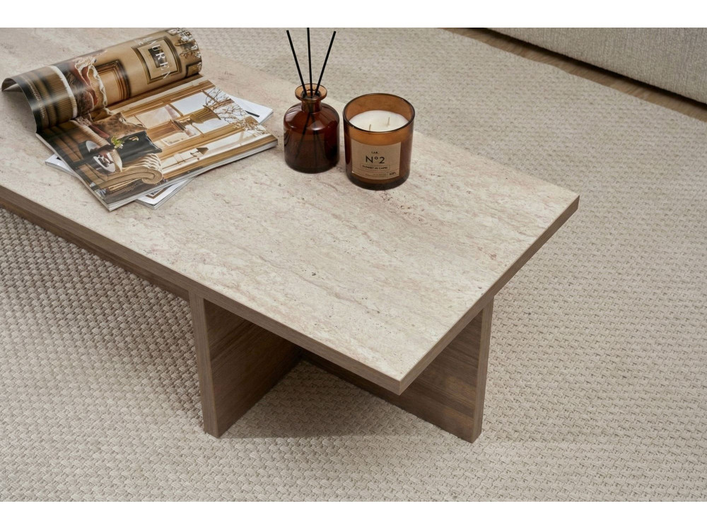 Mesa baja de madera "Harbor" - 120 x 45 x 30 cm - Travertino