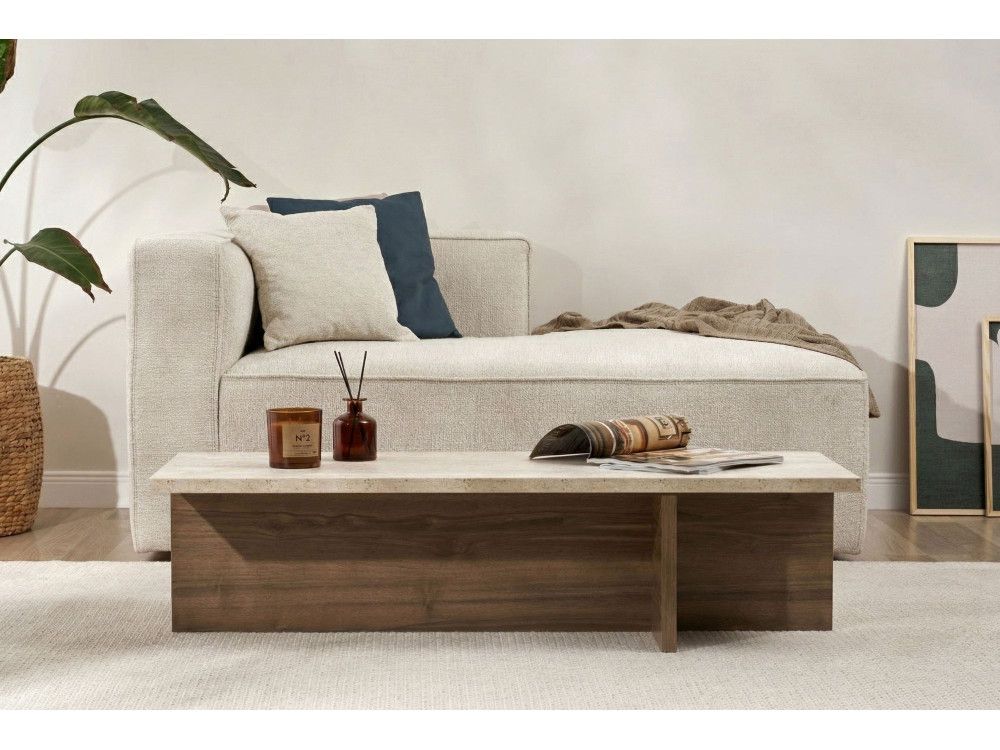 Mesa baja de madera "Harbor" - 120 x 45 x 30 cm - Travertino