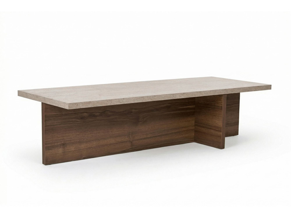 Mesa baja de madera "Harbor" - 120 x 45 x 30 cm - Travertino