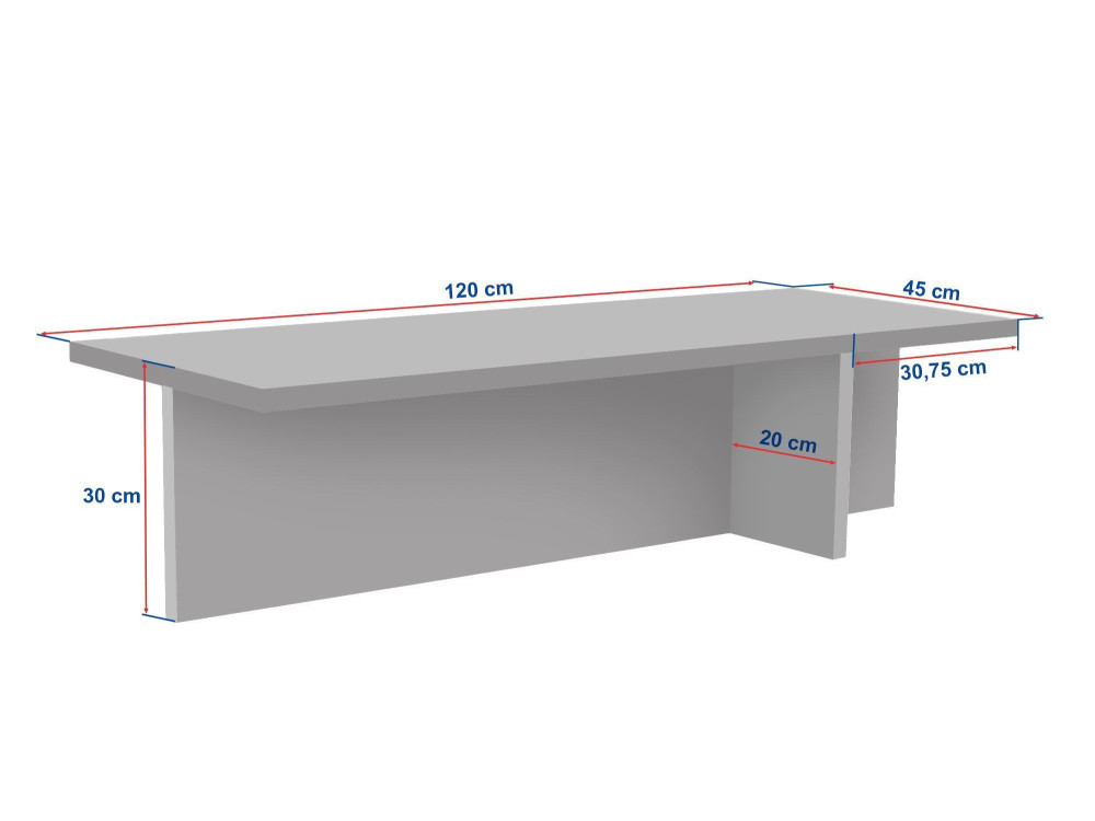 Mesa baja de madera "Harbor" - 120 x 45 x 30 cm - Travertino