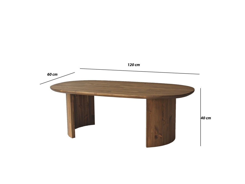 Mesa baja de madera "Hudson" - 120 x 60 x 40 cm - Marrón