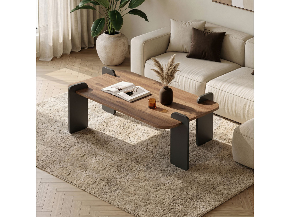 Mesa baja de madera "Renard" - 120 x 60 x 35 cm - Marrón claro