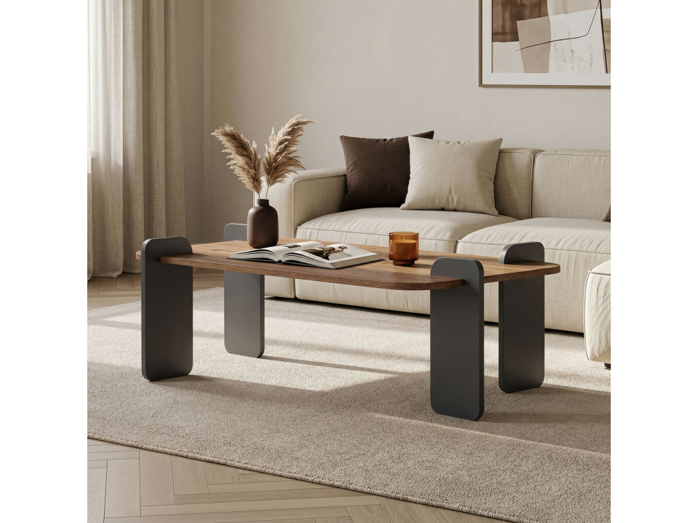 Mesa baja de madera "Renard" - 120 x 60 x 35 cm - Marrón claro