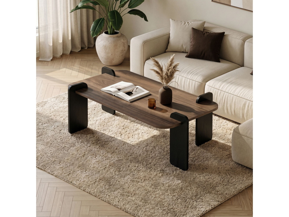Mesa baja de madera "Renard" - 120 x 60 x 35 cm - Marrón
