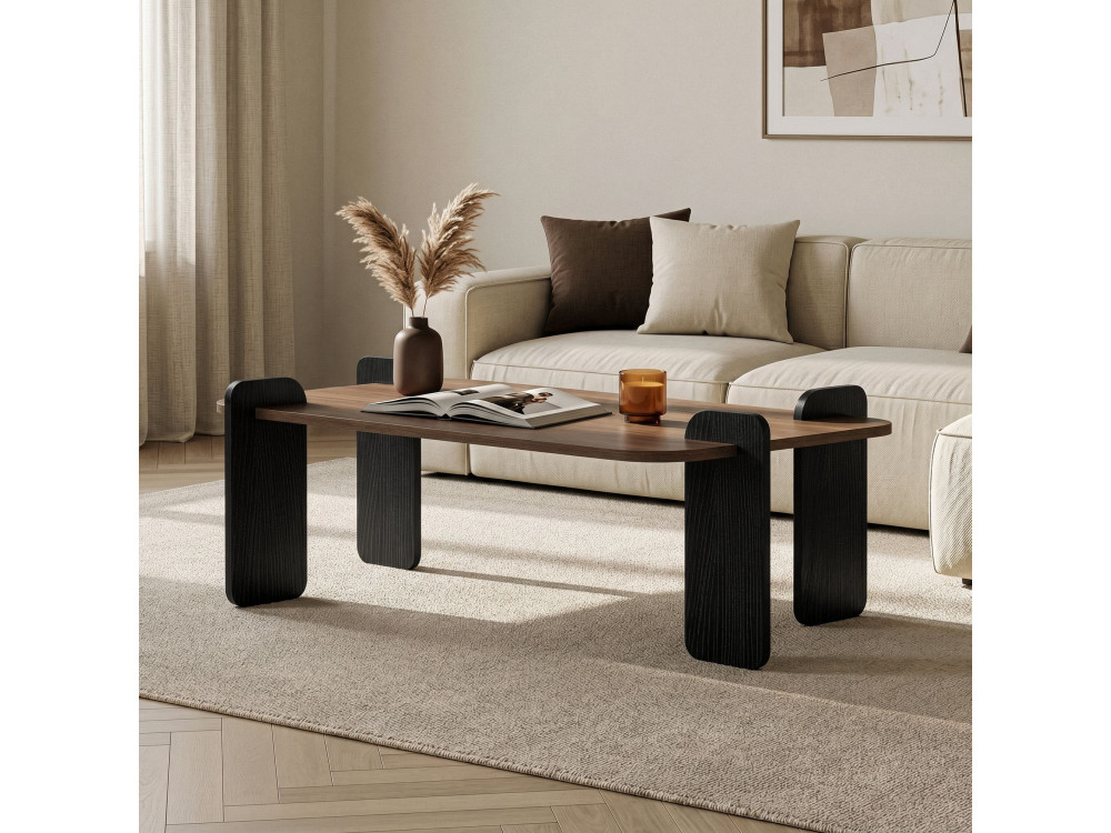 Mesa baja de madera "Renard" - 120 x 60 x 35 cm - Marrón