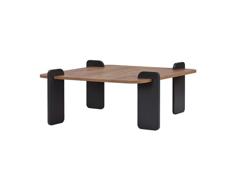 Mesa baja de madera "Marais" - 90 x 90 x 35 cm - Marrón claro