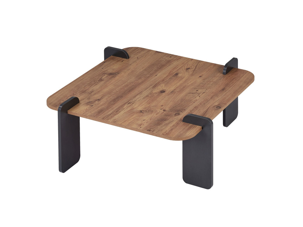 Mesa baja de madera "Marais" - 90 x 90 x 35 cm - Marrón claro