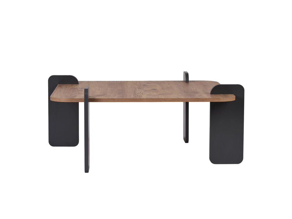 Mesa baja de madera "Marais" - 90 x 90 x 35 cm - Marrón claro