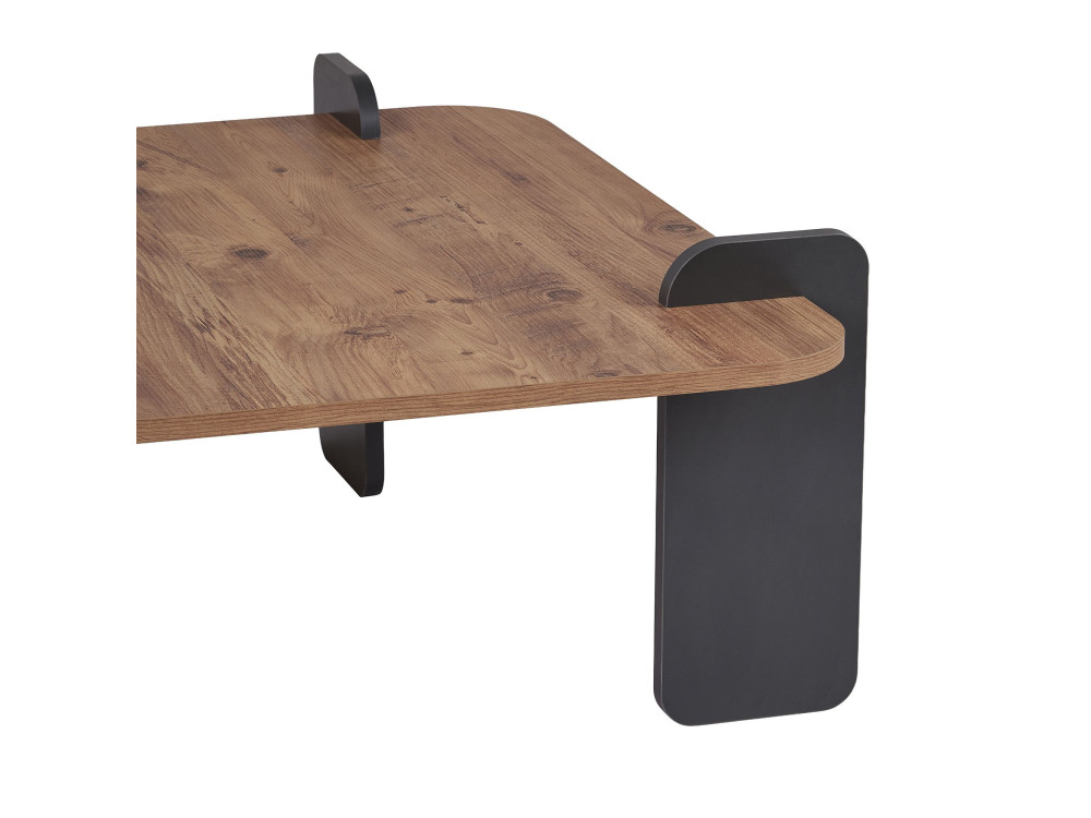 Mesa baja de madera "Marais" - 90 x 90 x 35 cm - Marrón claro