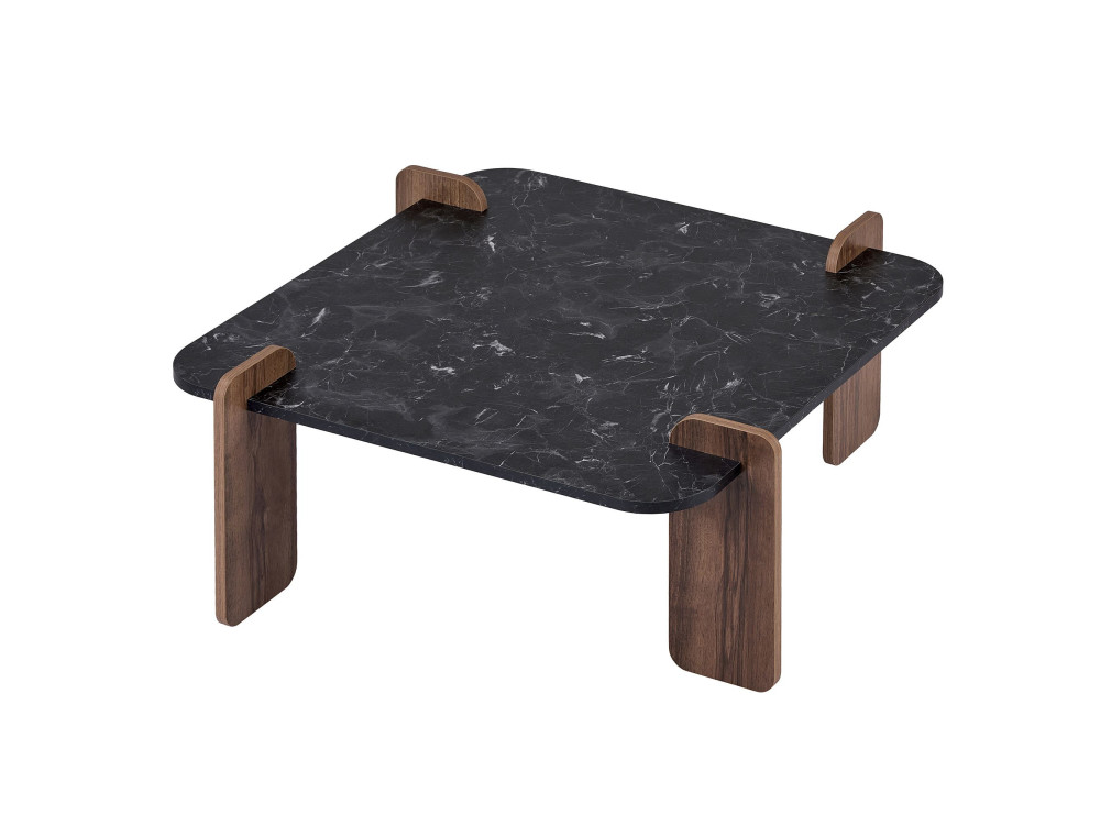 Mesa baja de madera "Marais" - 90 x 90 x 35 cm - Negra