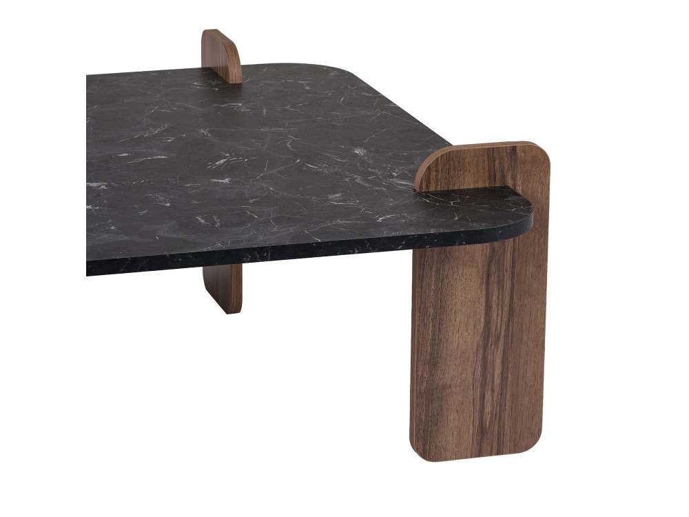 Mesa baja de madera "Marais" - 90 x 90 x 35 cm - Negra