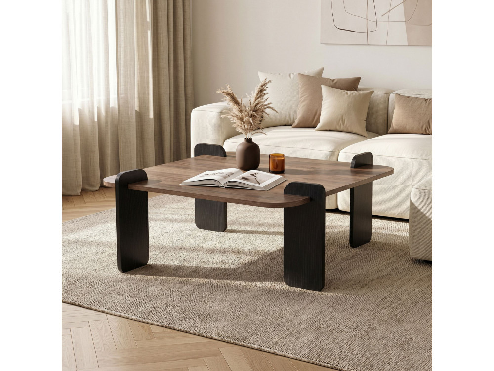 Mesa baja de madera "Marais" - 90 x 90 x 35 cm - Marrón