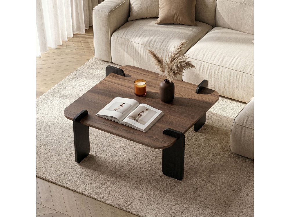 Mesa baja de madera "Marais" - 90 x 90 x 35 cm - Marrón