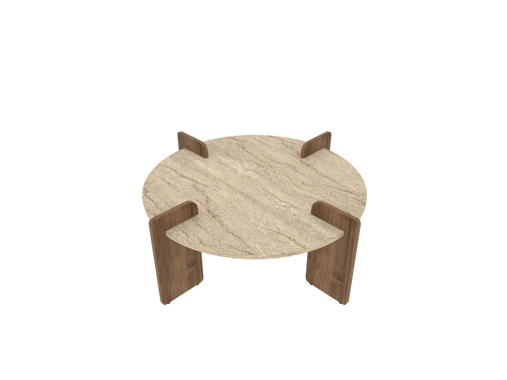 Mesa baja de madera "Avoure" - 90 x 90 x 35 cm - Travertino