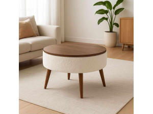 Mesa de centro "Noya Round" - 60 x 60 x 44 cm - Blanco