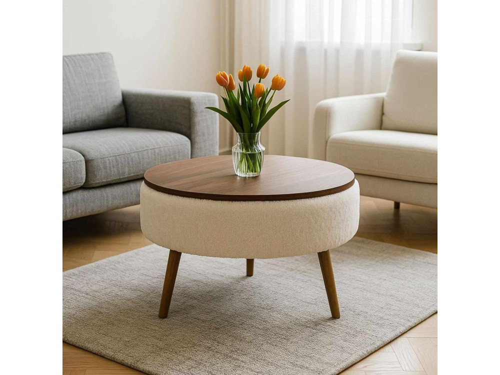 Mesa de centro "Noya Round" - 60 x 60 x 44 cm - Blanco
