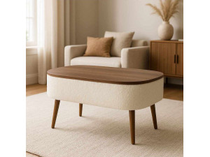 Mesa baja de madera "Noya" - 90 x 60 x 43 cm - Blanco