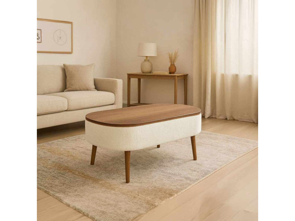 Mesa baja de madera "Noya" - 90 x 60 x 43 cm - Blanco