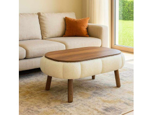 Mesa baja de madera "Papatya" - 98 x 68 x 45 cm - Blanco